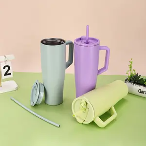 40 oz stainless steel cooler cup with handle and lid | 100% leakproof insulation cooler cup | Large capacity | 4 styles