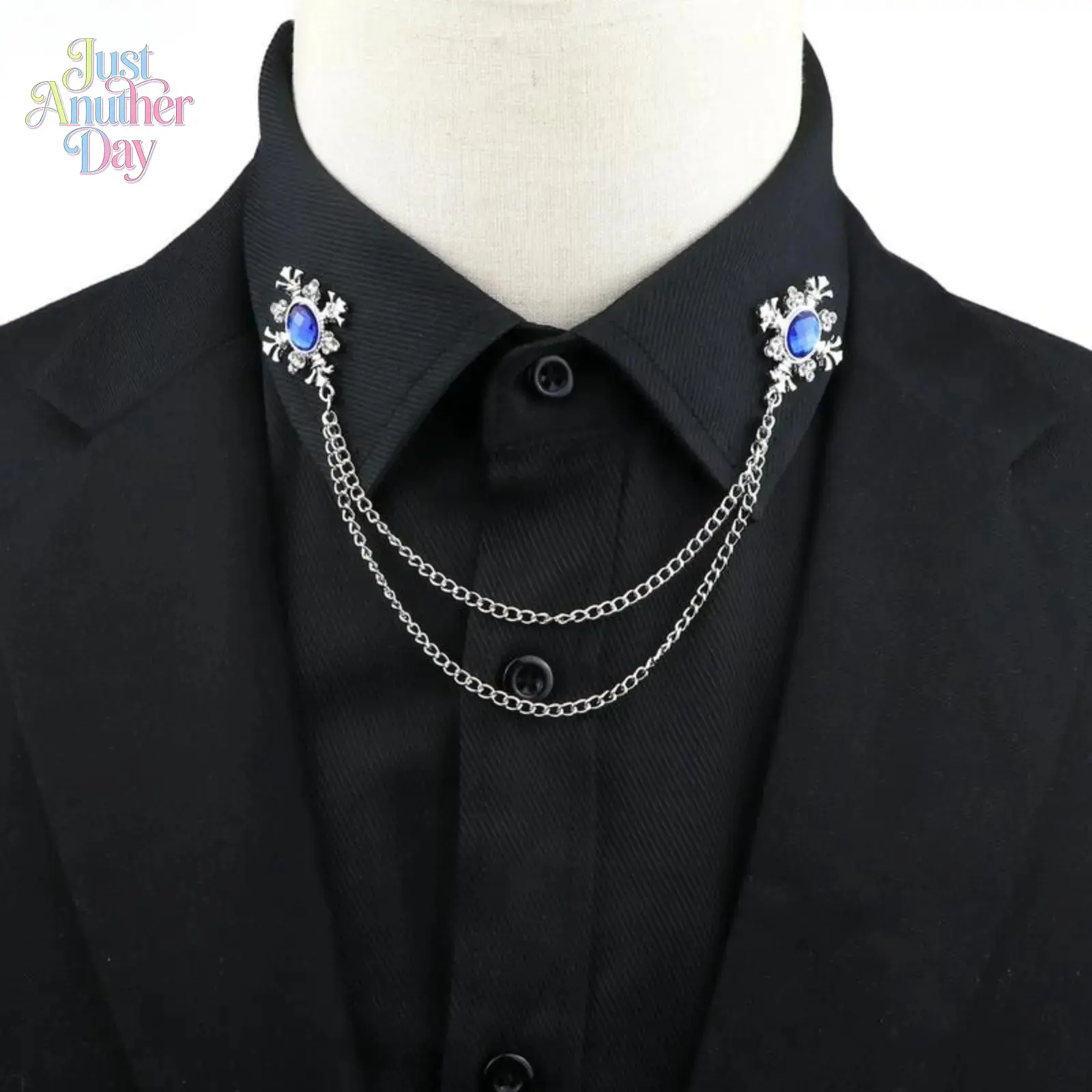 Fashion Gentleman Tassel Brooch For Men Suit Shirt Collar Crystal Cross Chain Lapel Pin Rhinestone Retro Wedding Accessories