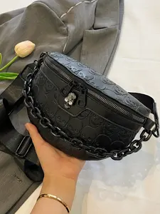 New Unique Design Skull Pattern Bag, Bold Fashionable Shoulder Crossbody Bag, Versatile Style for All Occasions, Crossbody Chain Bag