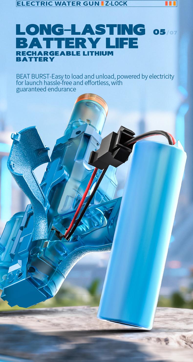 Tactical Automatic Water Gun with LED Light-Up Muzzle, 32+ FT Long Range Powerful Squirt Gun, High Capacity Battery Powered Blaster for Summer Battles & Outdoor Fun Adults & Kids