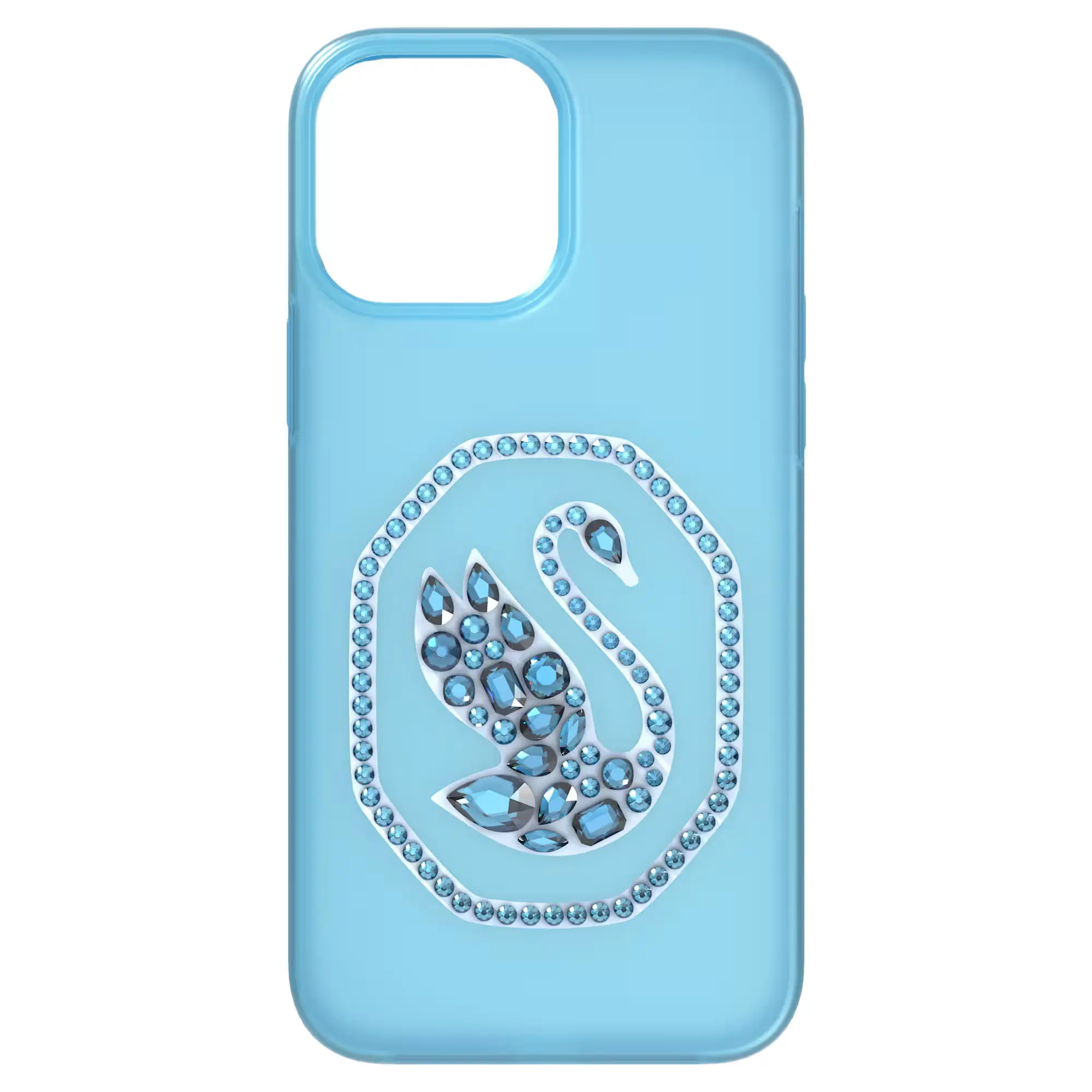 Swarovski Signum Smartphone Case for iPhone 13 Pro Max, Eye-Catching Swan Pattern Cover with Blue Crystals, Protective Casing, Accessories, Cellphone, Gift Idea