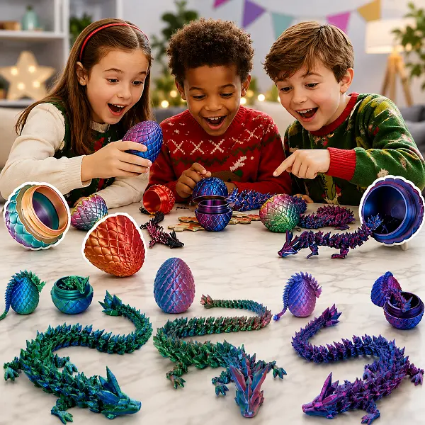 3 Pack Dragon Eggs with Dragon Inside, Dragon Egg Fidget Toy, 3D Dragon Eggs with Dragon Inside, Mystery Dragon Egg, 3D Printed Dragon Egg, Stocking Easter Basket Stuffers