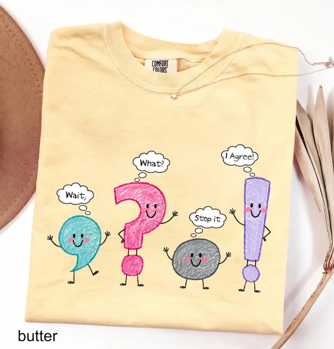 Comfort Colors® Funny Grammar Teacher Shirt, Punctuation English Teacher Gift, Wait What Stop It I Agree TShirt, Back To School, Teacher Day