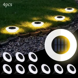 Outdoor Solar LED Buried Lights, Solar Ground Lights, White Round Garden Lights, Solar Landscape Lights, Smart Sensing, Wave Switch, 14 LED Bright Lawn Lights, Durable Plastic Housing, Suitable for Courtyards, Parks, Lawns, Pathways Lighting