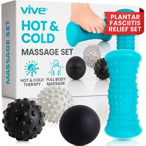 4 Piece Massage Ball Set Hot Cold Therapy for Plantar Fasciitis Relief Foot Pain Heel Spur, Sore Muscle Trigger Point Roller for Back Arm Neck Shoulder Leg Circulation