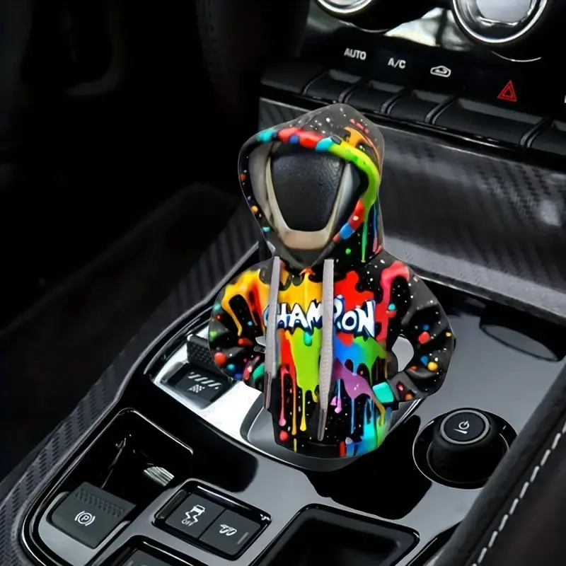 Jdm Automotive Car Interior Gear Shift Knob Cover, Champion Victory Graffiti Design, Anti-Dust Protective Sleeve, Small Sweatshirt Style, Automatic Shift Knob, Car Accessories, Shift Lever Cover