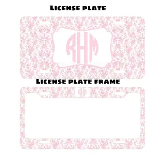 Pink Floral Custom Monogram License Plate & Frame – Stylish Car Accessories Set for Hunters & Outdoor Lovers, Truck Car Tags, Gifts for Him, Tag for Car, Car Accessories