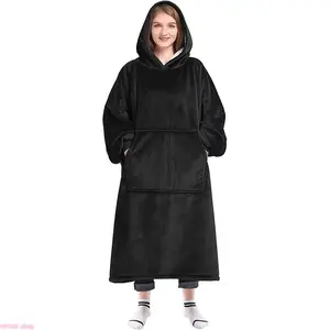 Women's Cozy Oversized Hoodie Blanket Top, Super Soft Reversible Fleece Long Sleeve Pullover With Kangaroo Pocket, Machine Washable Bohemian Top for Daily Outdoor Wear And Christmas Gift Giving