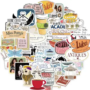 Coffee Themed Sticker, 52pcs/set Waterproof Self Adhesive Decor Paper, Decor Sticker for Gift Greeting Card Water Bottle Laptop Phone, Ornaments