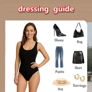 GBELLA Black One Piece Bodysuit with Mesh & Heart Cut-Out, Sleeveless Slim Fit Top | V-neck Fringe Comfort Womenswear | Summer Must-Have | Vacation Outfit | Summer Outfit | Women’s Fashion | Bodysuit | One-Piece | Womenswear Shapewear  Compression