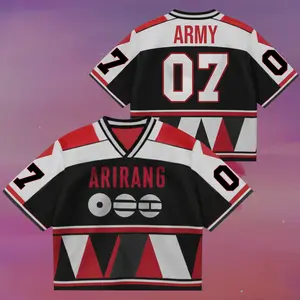 Arirang World Tour Mesh Football Jersey – Bangtan Style Kpop Concert Fit Shirt, Fan Merch Streetwear