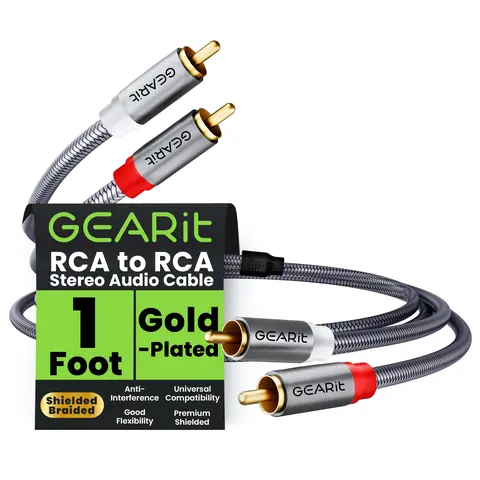 2 RCA Male to 2 RCA Male Stereo Audio Cables RCA Stereo Cable Shielded Braided