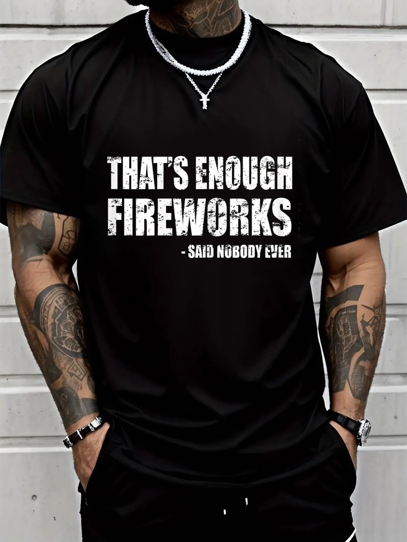 100% cotton 4th of July Shirts For Men Fourth Of July Funny Fireworks Printed T-shirt, Short-sleeved Crew Neck Casual Top, Suitable For All Seasons, Men's Wear