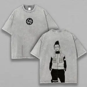 Shikamaru Nara - Naruto Anime Double Printed Vintage Washed Tee Unisex Oversize Anime Manga Washed Heavyweight Cotton T-shirt, Gift For Anime Fan, Anime Lover DM1 1VA