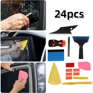 24pcs Car Window Tint Kit, Professional & Easy-to-Use Vinyl Wrap Tools for Car or Home - Includes Tint Squeegee, Felt Squeegee, and Cutting Knife for Window Glass Protective Film Installation summervibes