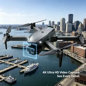 M8 Pro 2026 Foldable Aerial Drone with 4K UHD EIS Anti-Shake Camera, GPS Precise Positioning System, 5G WiFi FPV Real-time Transmission,   Intelligent Obstacle Avoidance, Auto Return, 360° Stunt Roll, 2 Batteries for Adults Beginners Aerial Photography