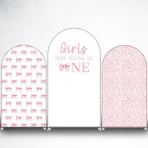 15=day Delivery Pink Bow Pattern Arch Backdrop Cover for Coquette Baby Shower and Party
