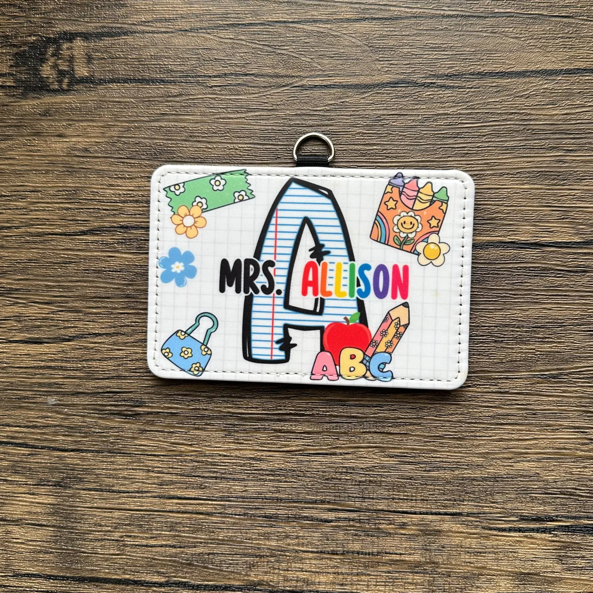 Custom Teacher ID Badge Holder, Personalized credential Holder, Horizontal Lanyard Accesssory, Cute Gifts For Teachers