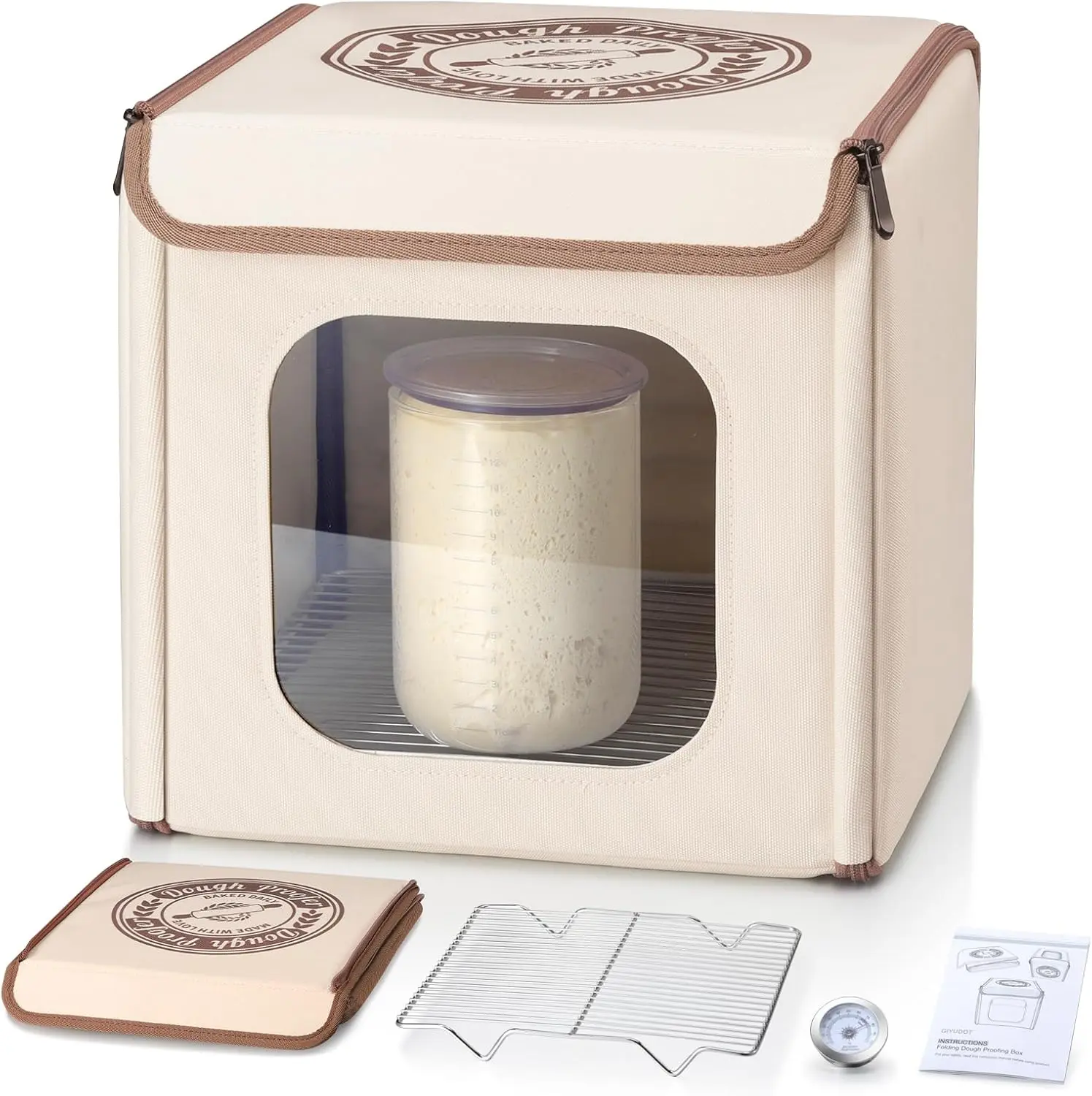 Sourdough Bread Proofing Box with 50-113℉ Temp Control & 48H Timer, Dough Proofer with Metal Rack, Humidor, Ideal for Sourdough, Bread Baking, Pizza, Yogurt, Kombucha, Perfect for Compact Kitchens