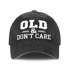Funny "OLD & DON'T CARE" Cap–Printed design Retro Distressed Adjustable Hat for Men & Women Novelty Gag Gifts for Men Women Grandpa Dad