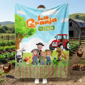 La Granja de Zenon Flannel Throw Blanket, Cute Farm Animals Soft Plush Blanket for Toddler Bed Crib, Cozy Preschool Boys Girls Room Decor, Birthday Christmas Gift for Toddlers Kids