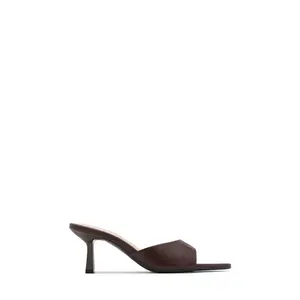 Hallie Pointed Toe Mid Heel Mules - Brown
