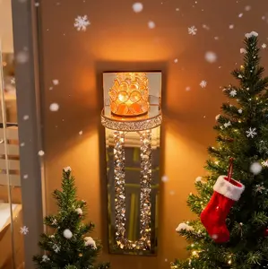 Christmas Decorations 2-piece Candelabra Living Room Luxury Wall Lamps Gold Finish Built-in Design for Holiday Decorations bling  bow  candle  holder Led Star Light