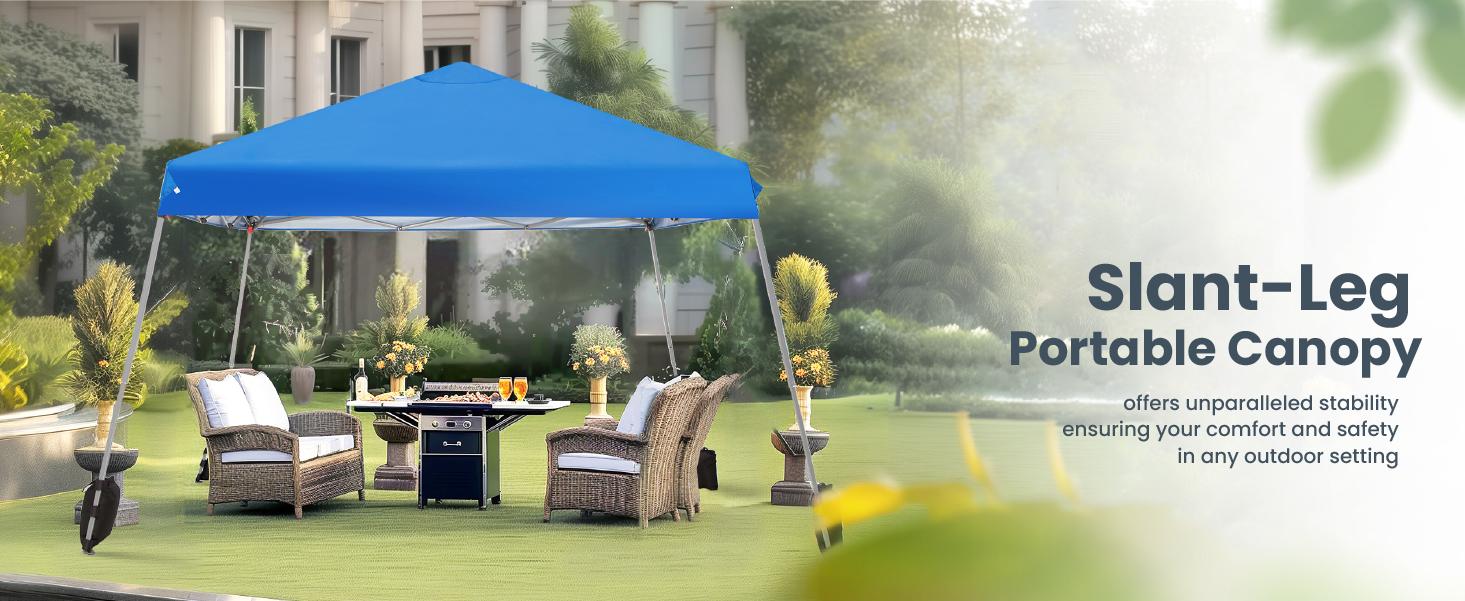 [Waterproof & UV-Resistant] PHI VILLA 10x10ft/ 12x12ft Pop-up Canopy Tent, Instant Portable Canopy Tent Outdoor Gazebo, One-Push-To-Lock Outdoor Gazebo with Roller Bag