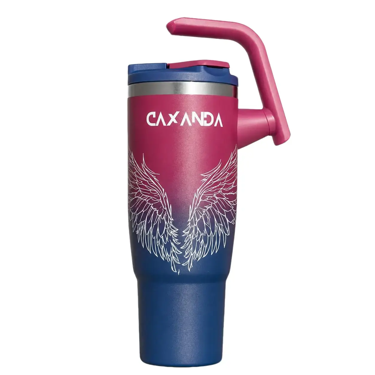 CAXANDA Stainless Steel Insulated Vacuum Flask, Portable Rotating Handle Drink Tumbler
