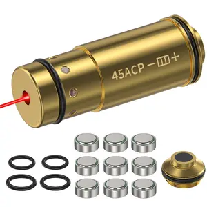 1PC 45 ACP Dry-Fire Laser Trainer - Universal Red Laser Trainer - Brass Finish - Durable   - Laser power below 5 mw for safety and reliability - Includes 9 batteries and a spare tail cap - Train easily at home - Save money - Improve your shooting skills
