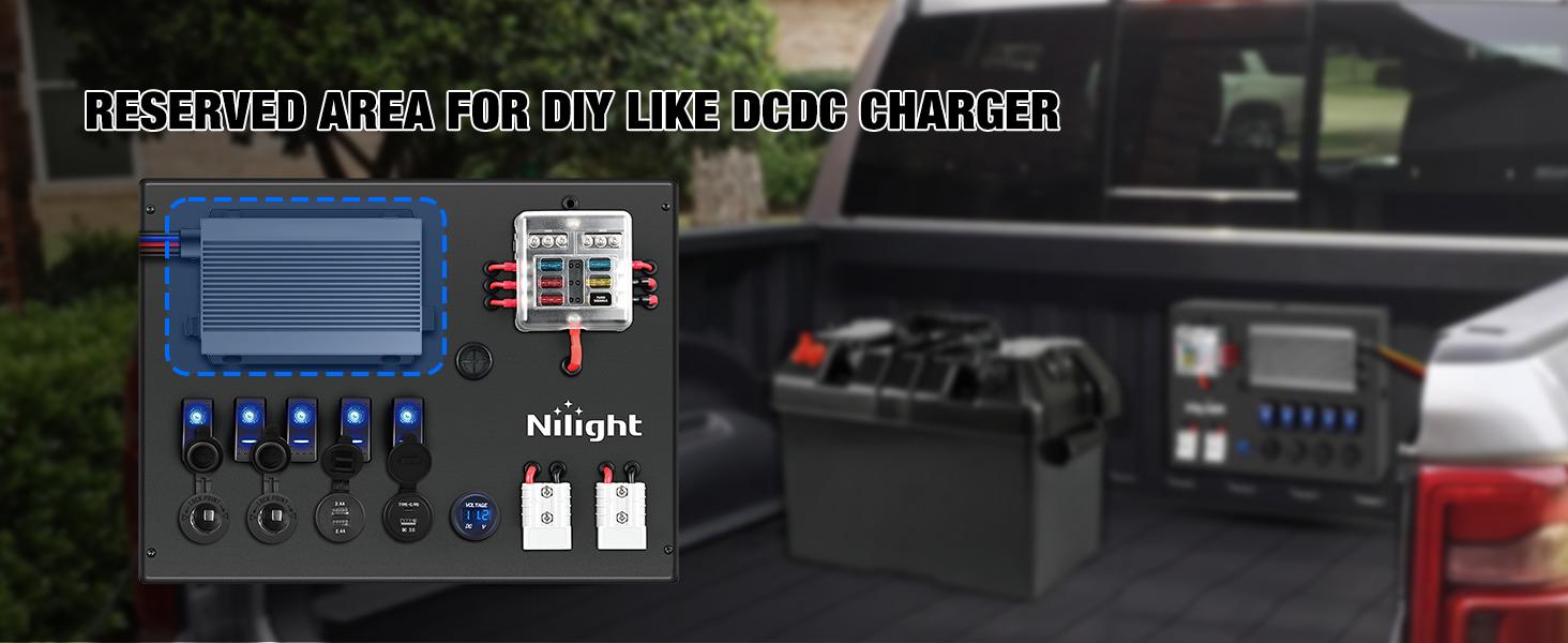 Nilight 12V/24V Camping Electrical System Centre Battery Power Control Box Fuse Block Switches Cigar Socket Voltmeter USB Charger Anderson Connector Ideal for RV Car Canopy Caravan Camper Trailer Van