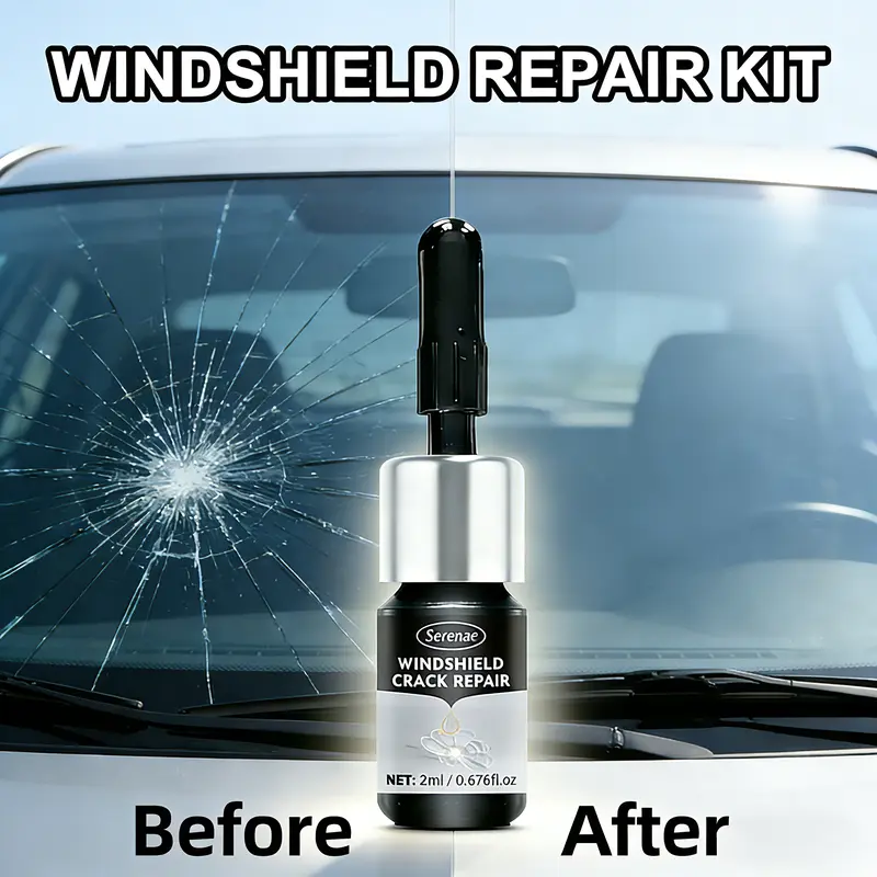 Windshield Repair Kit, Glass Repair Fluid - Quick Fix for Windscreen Repair - Advanced Maintenance for Cracks, Chips, Scratches & Star-Shaped Crack - Easy to Use, Cracks Gone Solution