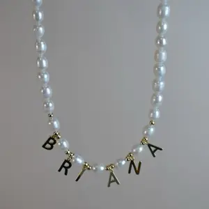 Personalized pearl name necklace custom letter necklace summer trendy