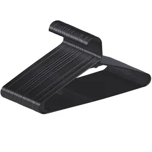 Segawe Durable Plastic Clothes Hangers with Double Hooks - 100 Pack Heavy Duty Lightweight Closet Space-Saving Hangers for Coats, Shirts, Dresses, Pants - Black, Eco-Friendly, Glossy Finish, Black