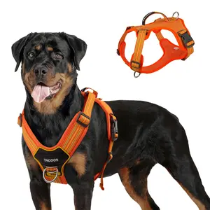 Tactical Dog Durable Reflective Harness for Medium & Large Dogs, No Pull Military Vest with Handle and Leash Clip, Reflective Adjustable Design for Easy Training and Walking