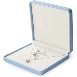 Luxury Leather Jewelry Set Box Large Necklace Storage Box Jewelry Gift Box for Bracelets, Necklaces, Earrings, Rings (Sky Blue)