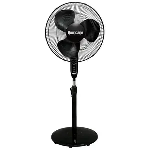 Hurricane Supreme 16" 3 Speed Oscillating Stand Pedestal Fan with Remote, Black