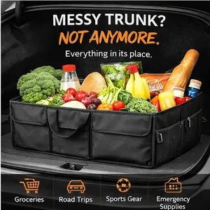 Car Trunk Organizer – Foldable Storage with 9 Compartments | Heavy Duty | Waterproof