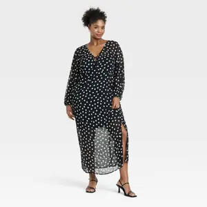 Women's Balloon Long Sleeve Maxi Shift Dress - Ava & Viv