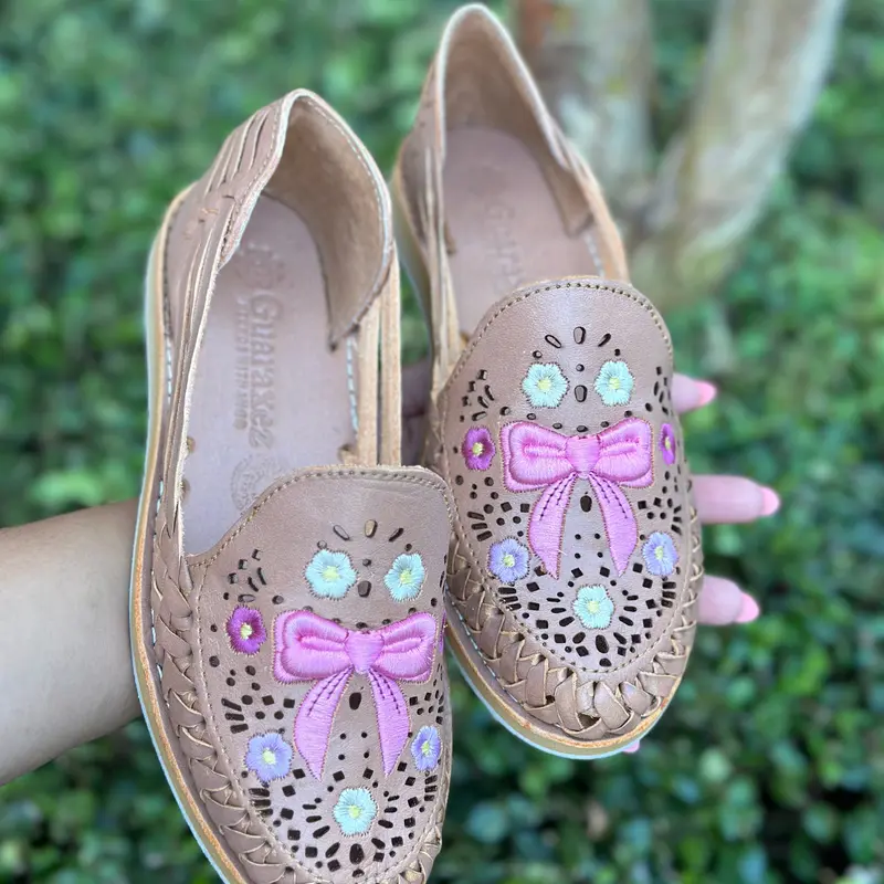 Coquette Bow Mexican Flats Huaraches Tan