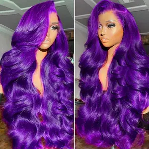 MIRELLE Purple Wig - 13x6 Synthetic Lace Front Wigs for Women - HD Lace Body Wave Frontal Wig Pre-Plucked with Baby Hair Heat Resistant Fiber 30 Inches 220 Density