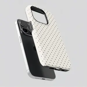White iPhone Case with Black Dots Double-Layer Protective Cover for iPhone17 ProMax 16Pro 15 14 13 12  Black and White Aesthetic Phone Case