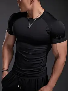 Men's High Performance Compression Tee, 4-Way Stretch Gym Shirt, Breathable & Soft Muscle Fit Workout Top for Bodybuilding, Training, Casual Wear.
