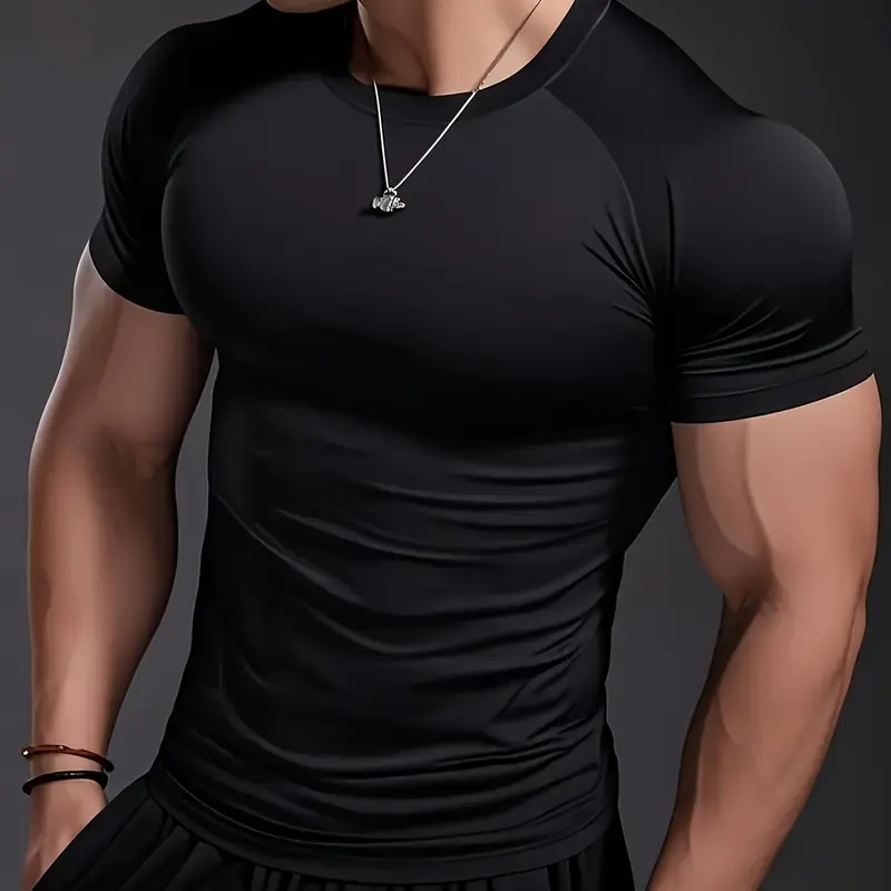 Men's Tee, 4-Way Stretch Gym Shirt, Sports T Shirt, Breathable & Soft Workout Top for Bodybuilding, Training, Casual Wear.