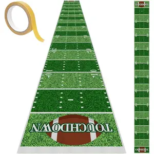 Football Floor Runner,118" Long Football Field Aisle Runner,Touchdown Football Runner Floor for Super Bowl Game Day Party Decoration Supplies (Green)
