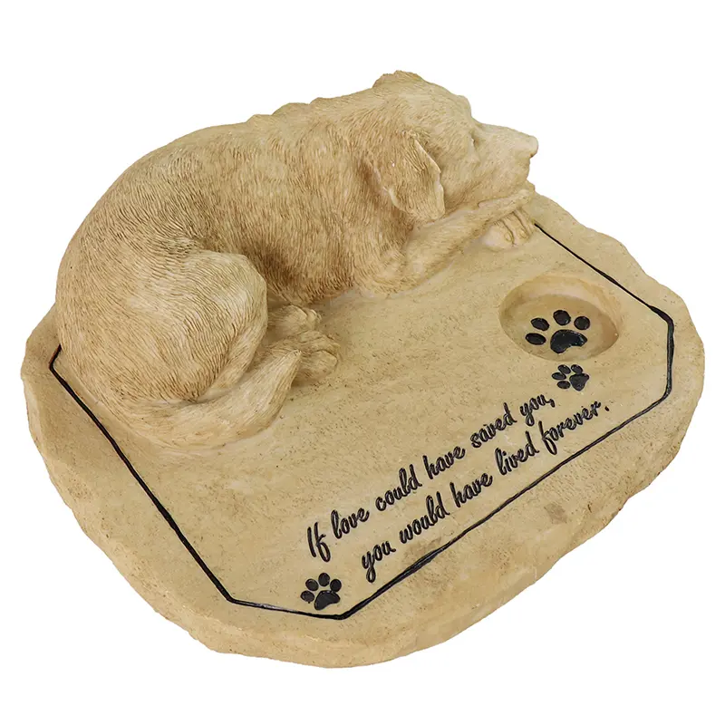 Dog Memorial Stones Garden Stones,Personalized Dog Grave Markers Headstones with A Sleeping Puppy On The Top, Dog Sympathy Stones Remembrance Gifts for Outdoor Patio or Lawn, 8"×7"×3.5"