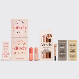 Kitsch Cherry Rose Everything Bundle - Tart Cherry Solid Body Wash, Cherry & Tula Rose Hair Perfumes, Satin Accessories, Heatless Curls, Rice Water Shampoo & Conditioner