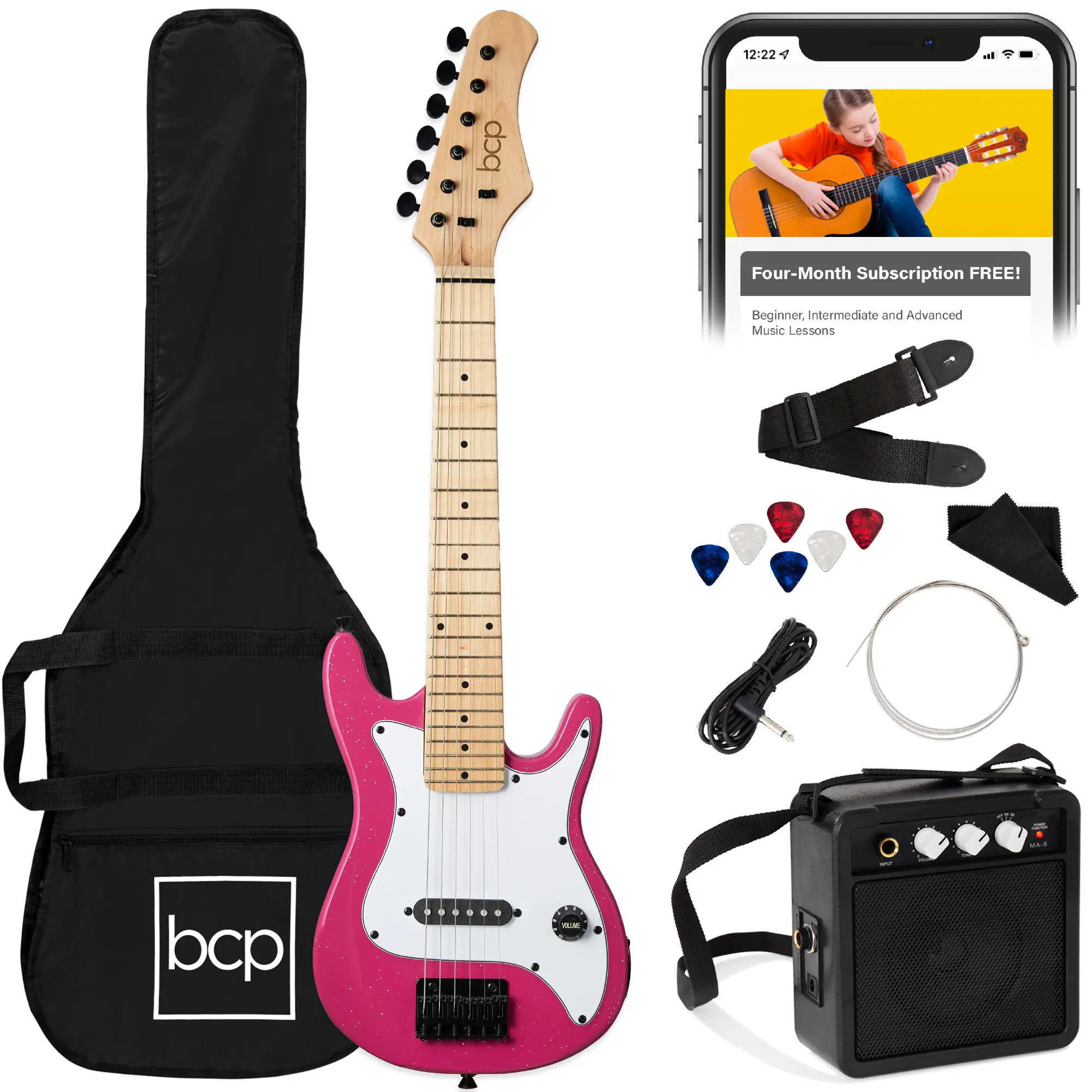 Best Choice Products 30in Kids Electric Guitar Beginner Starter Kit w/ 5W Amplifier, Strap, Case Best Choice Products 30in Kids Electric Guitar Beginner Starter Kit w/ 5W Amplifier, Strap, Case