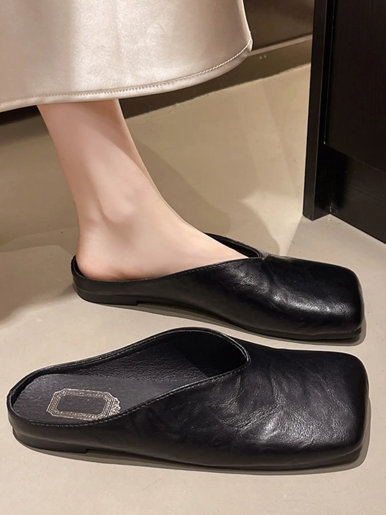 Women's Mary Jane Flat Shoes, Comfortable PU Leather Loafers, Soft Soled Mules, Mule Flats, Boho Style, Soft Sole, All Seasons, Perfect for Dresses and Casual Wear