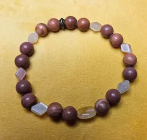 Red Malachite, Peach Moonstone Stretch Bracelet